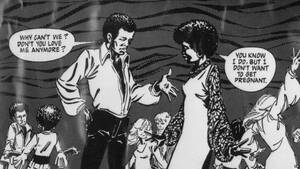 1970s cartoon sex - Cartoon strip showing two characters discussing sex