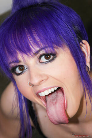 Alt Cumshot - Busty alt girl licks cum from the palm of her hand after a blowjob - HD Porn  Pictures