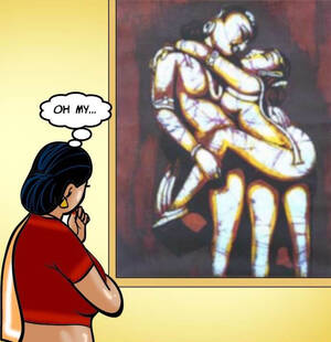 indian porn drawing - Lonely Indian Milf Gets Turned On By Erotic Art - HQPornColor.com