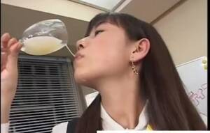 asian chugging cum - Real asian teen drink cum from a glass in reality groupsex - Biguz.net