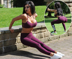 Khan Solo - Chloe Khan does her morning working session in her local park. Full  cleavage on display