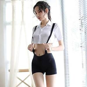Busty Japanese Schoolgirl Porn - YOMORIO Womens Naughty Schoolgirl Cosplay Lingerie Sexy Uniform Suspenders  Shorts with Underboob Shirt: Buy Online at Best Price in UAE - Amazon.ae