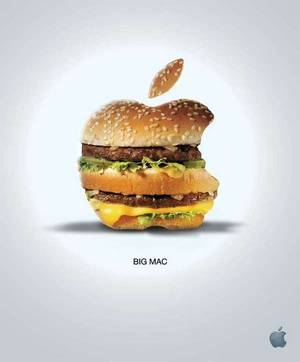 Big Big Mac - Logo- This advertisement utilises the Apple logo to look like a Big Mac  burger,