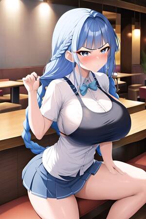 huge anime tits resturant - Anime Skinny Huge Boobs 80s Age Angry Face Blue Hair Braided Hair Style  Light Skin Charcoal Restaurant Side View T Pose Mini Skirt  3663538384262675025 - AI Hentai