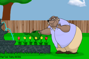 Friar Tuck Porn - 30992 - safe, artist:tolstoy, friar tuck (robin hood), badger, mammal,  mustelid, anthro, disney, robin hood (disney), fat, male, obese, solo, solo  male - Furbooru