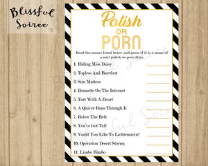 bridal shower party - Polish or Porn | Bachelorette Party Game | Lingerie Shower Game | Nail  Polish or Adult Film | Wedding Shower Game | Black and Gold | BG1