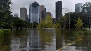 Dead Space Porn Ifestation - The downtown skyline reflected in the floodwater at Buffalo Bayou Park in  Houston