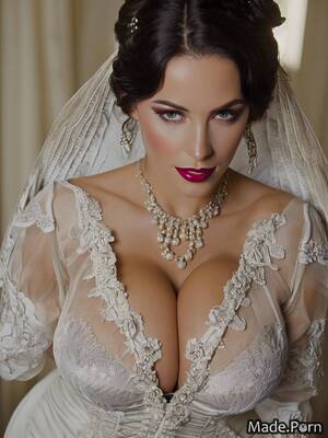huge wedding boobs - Porn image of wife white wedding gigantic boobs big tits woman blouse  created by AI