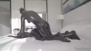 black lesbians in latex - Lesbians in black latex fuck with strapon | xHamster