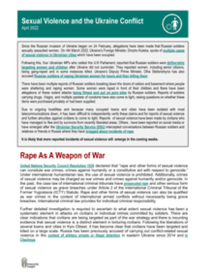 Drunk Russian Girls Sex - Sexual Violence and the Ukraine Conflict - April 2022 - Ukraine | ReliefWeb