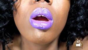 Lipstick Fetish Porn - Free Cumming to My Purple Lips JOI Throat Worship Lipstick Fetish Femdom  POV Porn Video - Ebony 8