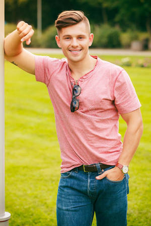 Boy & Girl Pissing Porn - Download Handsome boy in park stock photo. Image of smile, style - 62474188