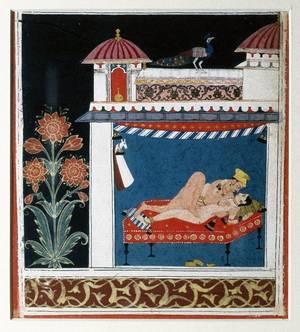 Ancient King Porn Paintings - Lovemaking Couple in a Room - Century Malwa Region Painting - Old Indian  Arts