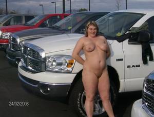 chubby wife nude in car - BBW wife gets naked outside at the car lot