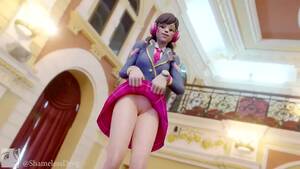 3d upskirt - D.va schoolgirl upskirt pussy show 3D SFM Overwatch 720p