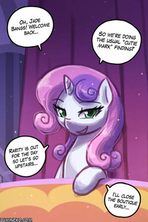 mlp sweetie belle nude cartoon - 2394462 - safe, artist:lumineko, sweetie belle, pony, unicorn, g4, implied  rarity, implied sex, older, older sweetie belle, open mouth, solo, speech  bubble - Derpibooru