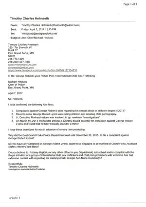 Major Minor Porn - East Grand Forks City Attorney is also a major pervert protector and  provided assistance.