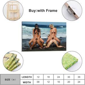 Lesbian Nude Beach Porn - Black and White Vintage Lesbian Passion Canvas Wall UK | Ubuy