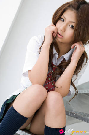 asian pussy up shorts - Sasha Asian chick shows pussy in panty under uniform short skirt