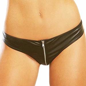leather crotchless panty sex - Jevole Sexy Women's Plus Size Leather Zipper Thong Crotchless Lingerie  G-String Underwear,Black
