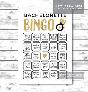 bingo beach party porn - Bachelorette bingo, bachelorette dares, bachelorette party game, gold,  glitter gold, scavenger
