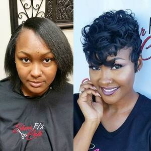 Diva Short Hair Ebony Porn - Love this #pixie transformation styled by @crystheartist and  @nikki_h_stylist âœ‚ Teamwork makes Â· Curled Pixie CutBlack Hair Pixie Cut Short ...