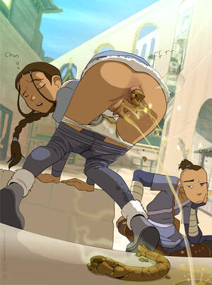 Avatar The Last Airbender Panties - Rule 34 - 1boy 1girls anus ass avatar the last airbender casual clothing  dark skin female human katara leggings malachi male nickelodeon panties  panties around knees panties around legs peeing piss pissing