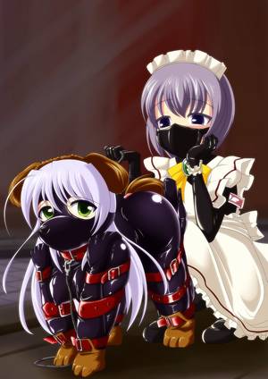 latex glove pocket pussy - blue eyess, bondage, brown hair, captive, encasement, gag, highres, latex, latex  gloves, mask, nude, nurse, pussy, tamakko, vacbed