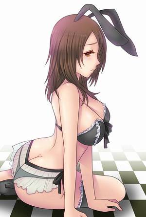 hot black girl porn hentai - animal_ears ass back black_bra black_panties bra breasts brown_eyes  brown_hair bunny_girl bunnysuit checkered checkered_floor fatal_frame female  high_heels ...