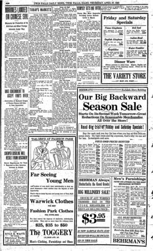 B%c3%bcro - m i A t m m e m B W i HUBSDAT, A P a il 27, TW IN P A tf A IDAHO. TO T i n  MS IIP ITHieiCt P