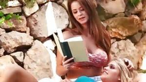 lesbian boob sucking - Lovely outdoor lesbian babes love sucking and licking boobs