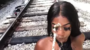 black teen golden shower - Ebony slut has an outdoor golden shower | xHamster