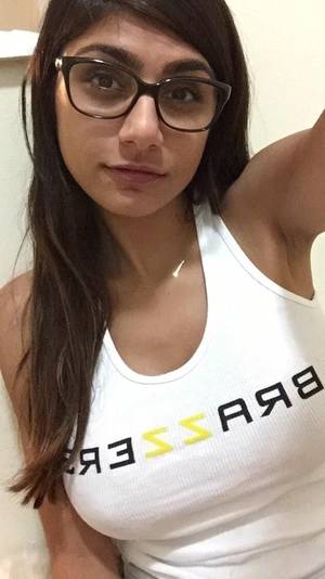 glasses mia - Mia Khalifa in glasses with brazzer shirt