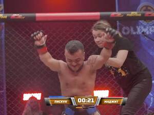 China Mma Porn - Dwarf floors pornstar dressed as maid in mismatch MMA bout before chaos end  - Daily Star