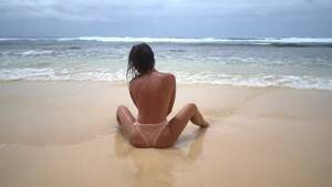 beach naked girl vidios - Brunette Woman with Naked Back Pose on Wild Beach, Stock Footage | VideoHive