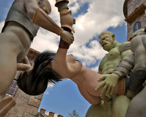 Fucking Human Porn - Wild orc warriors assaulting and fucking human girls