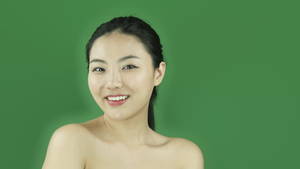 Beautiful Young Girl Solo - Asian girl naked beauty young adult isolated greenscreen green background  flirty - 4K stock video clip
