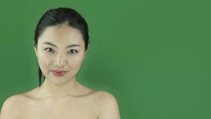 Beautiful Young Girl Solo - Asian girl naked beauty young adult isolated greenscreen green background -  4K stock footage clip