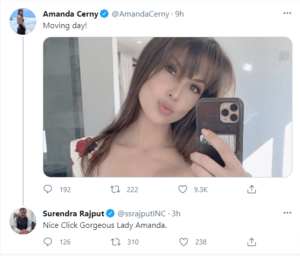 Amanda Cerny Sex Naked - Congress leader indulges in creepy behaviour with Amanda Cerny