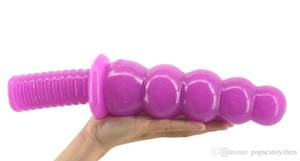 huge silicone anal dildos - ... Big 5 Beads Anal Dildo 11.4inch Long Screw Handle Penis Women Men Butt  Plug Porn
