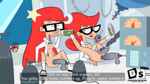 Johnny Test Porn Sock - 2girls blargsnarf breast dildo glasses johnny_test_(series) lab_coat  laboratory mary_test masturbation naked nipples official_style
