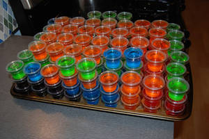 Drunk Jello - Great Jello shots recipes: Sex on the Beach (orange and cranberry jello,  plain