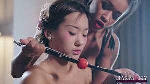 lesbian ball gag - Two lesbians make use of ball gag and strapon to punish Chinese babe Alina  Li - AnySex.com Video