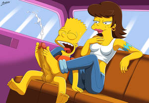Marge Pussy Porn - Bart receives a good footjob in the back of a car, while Marge gets her wet  MILF pussy fucked at home. But don't worry, we have more coming up!