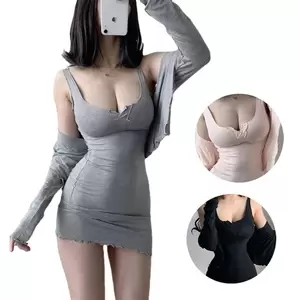 Korean Pornstar Club - Woman Sexy Mini Dress Pornstar Ripped Girls Cardigan Crop Tops Shirt Skirt  Set Fashion Club Party Korean Open Breasted Clothing - Dresses - AliExpress