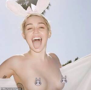 Miley Cyrus Tits Sexy - Miley Cyrus goes TOPLESS as she and Emily Ratajkowski lead celebrity Easter  celebrations | Daily Mail Online