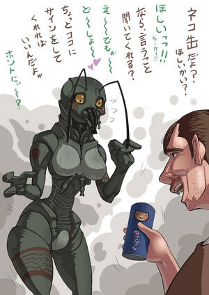 cartoon porn district 9 - sashizume soutarou, prawn (district 9), district 9, translation request,  antennae, blush, breasts, facial hair, heart, large breasts, monster girl,  mustache, open mouth, pet food, text focus - Image View - | Gelbooru -