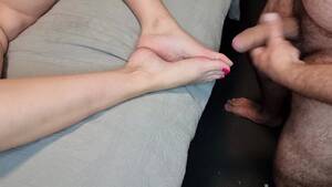foot stroking dick - Rubbing His Cock over My Feet watch online