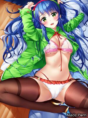 japanese cartoon porn blue hair - Porn image of bedroom leather silk blue long legs japanese anime created by  AI