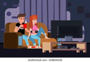 Boy And Girl Watching Porn Together - Couple Watching Tv Young People Relaxing Stock Vector (Royalty Free)  1538241533 | Shutterstock